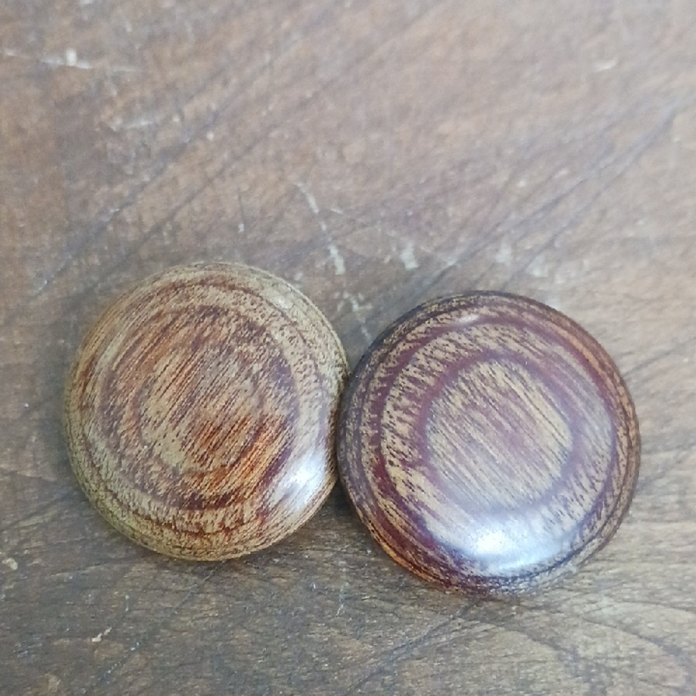 Round Wood Inspired Design Natural Brown Tone Clip-on Earrings